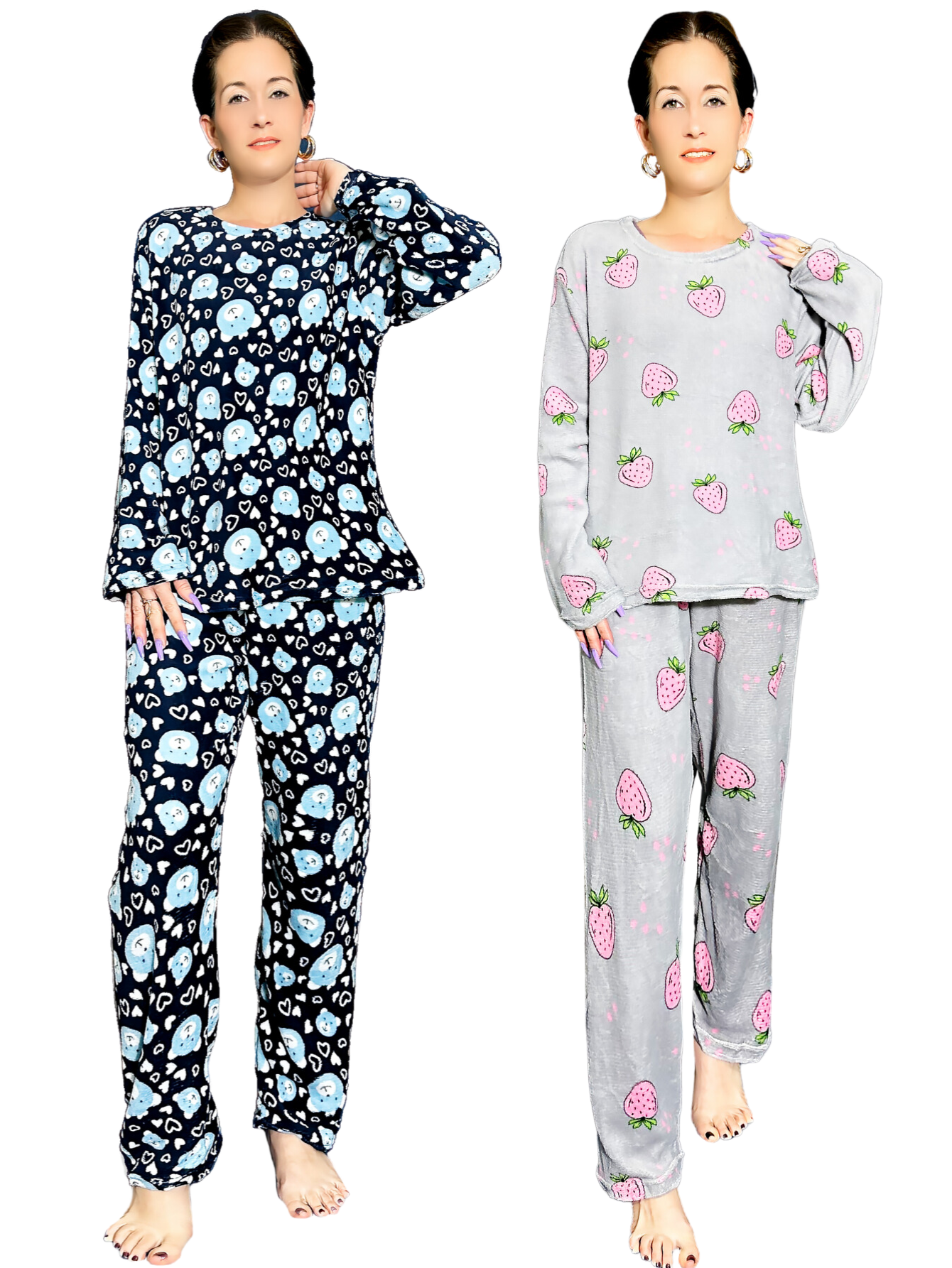 thumbnail image 1 of Set De 2 Pijamas Afelpadas Mujer Polar Pantalón Sudadera Ropa Invierno UNITALLA, 1 of 5